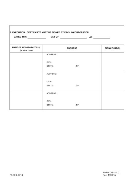 Articles of Incorporation 3rd page
