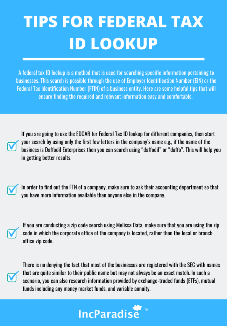 Federal Tax ID Lookup Tips & Methods IncParadise